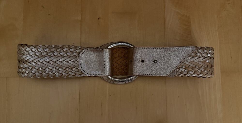 VTG Linea Pelle Leather Good Brown Y2K Braided Waist Belt M